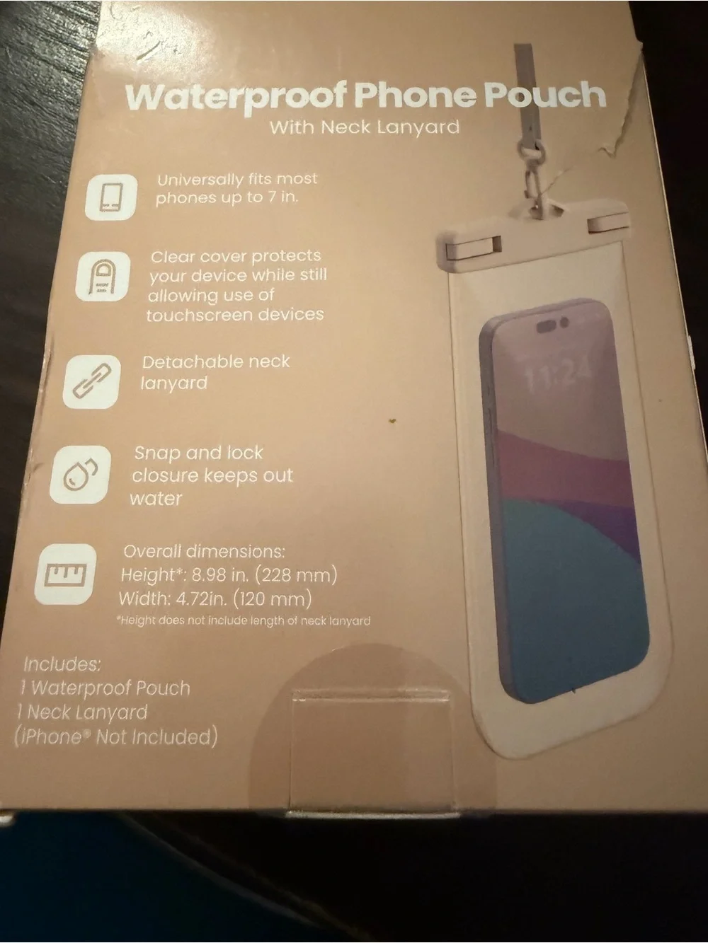 Source Unknown Beige Waterproof Phone Pouch with Neck Lanyard